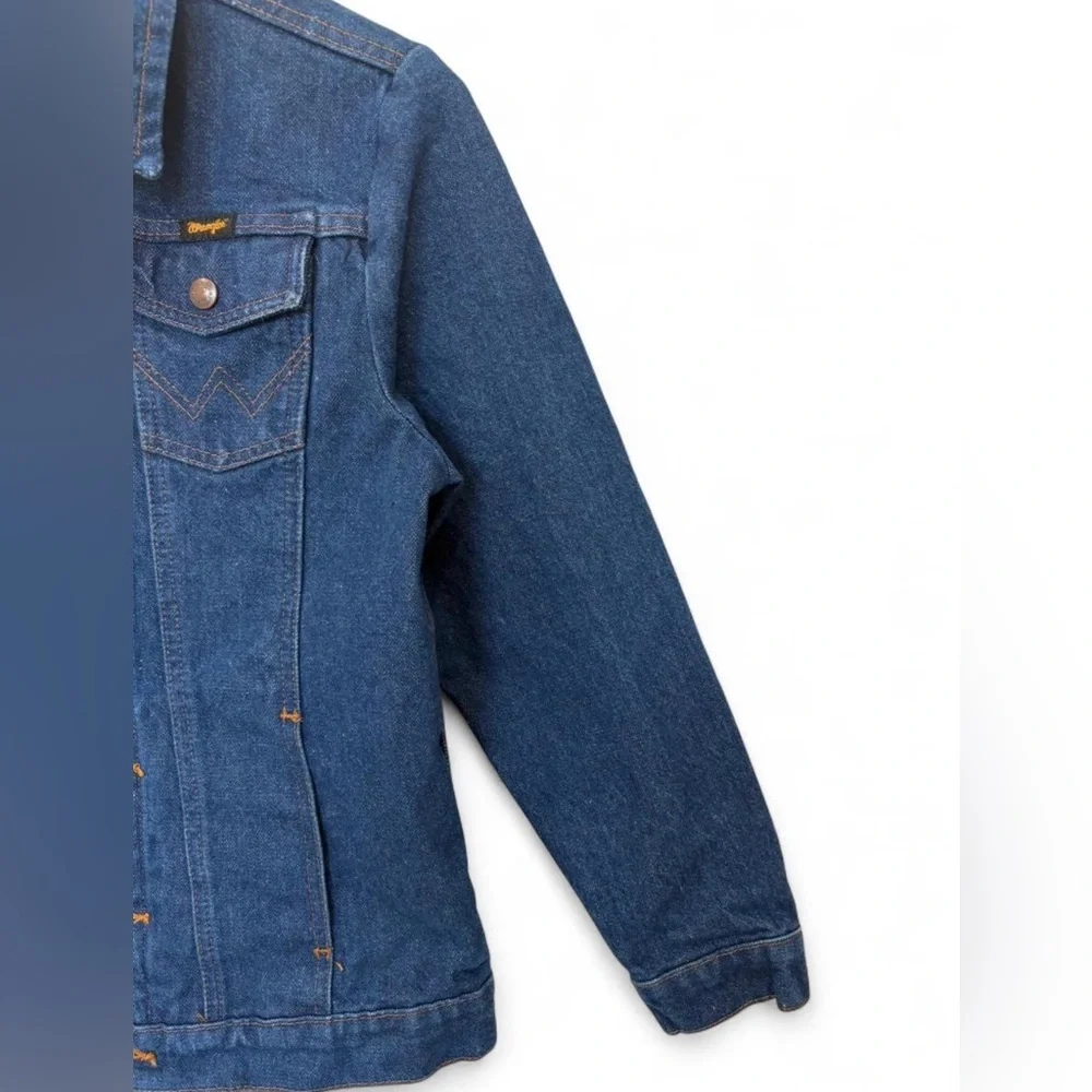 Boys Wrangler Cowboy Cut Unlined Denim Jacket Large Western Ranch Outerwear‎